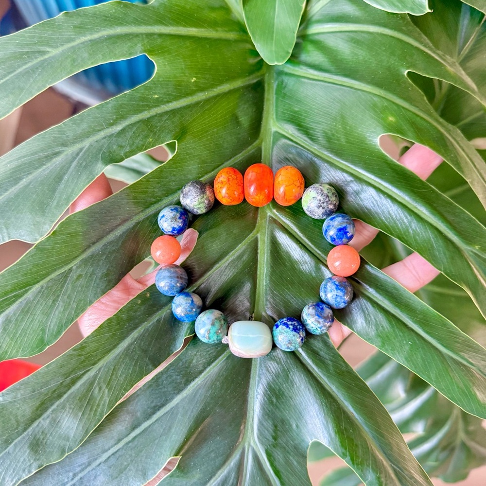 Howlite, African Jade, Azurite, Agate & Amazonite bracelet